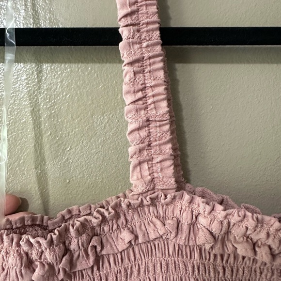 Celebrity Pink Blush Smocked Ruffle Mini Dress w/ Thick Straps and Flowy Skirt - Picture 3 of 5